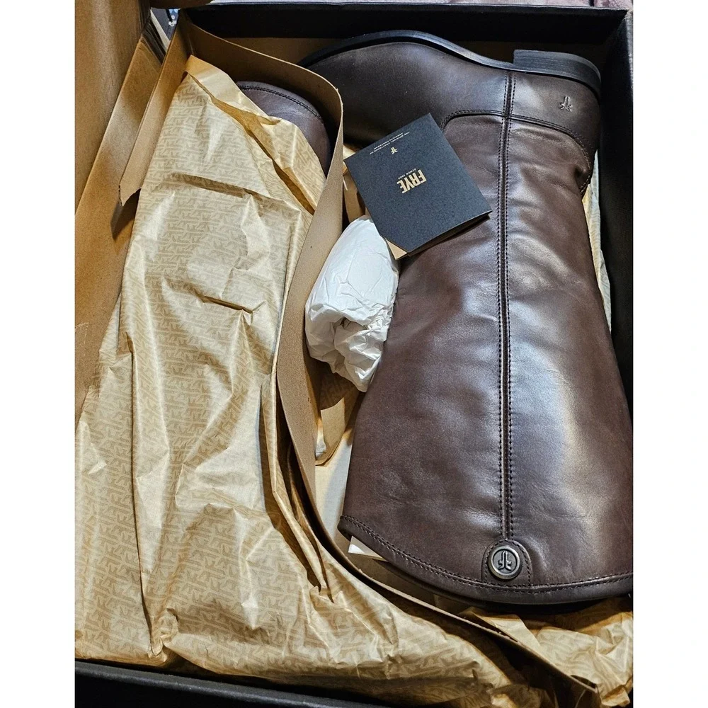 FRYE Melissa Button‎ 2 Knee High Riding Boots Women's Size 5.5M Smoke Leather